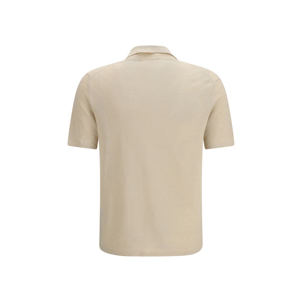 Roberto Collina Beige Linen Polo Shirt - Lightweight & Elegant