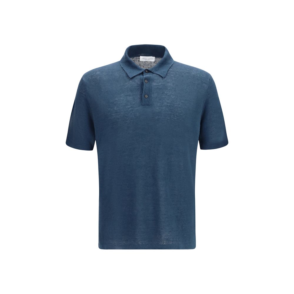 Roberto Collina Blue Linen Polo Shirt - Lightweight & Elegant