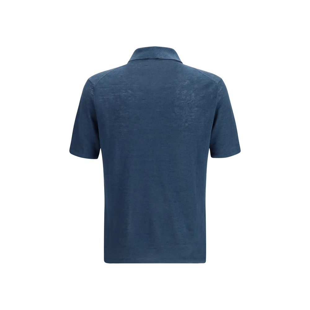Roberto Collina Blue Linen Polo Shirt - Lightweight & Elegant