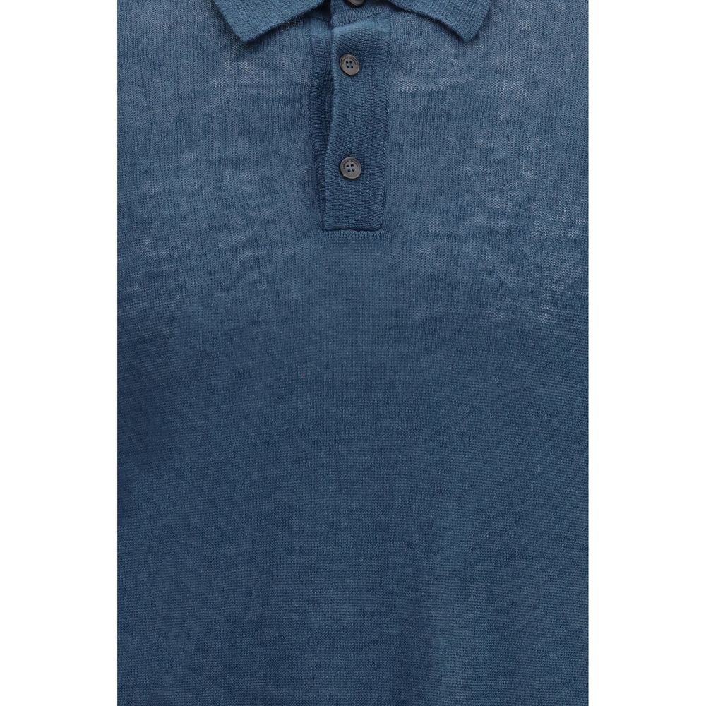 Roberto Collina Blue Linen Polo Shirt - Lightweight & Elegant