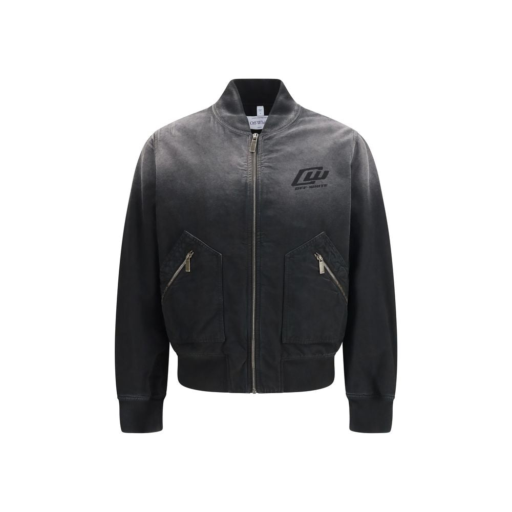 Off-White Black Washed Denim Bomber Jacket - SS26