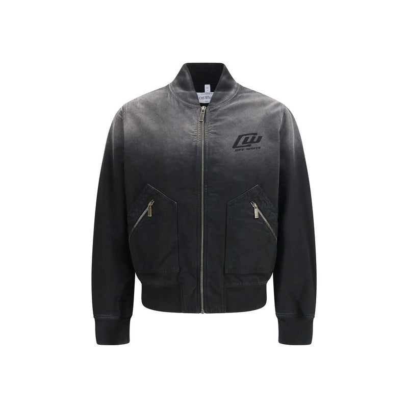 Off-White Black Washed Denim Bomber Jacket - SS26