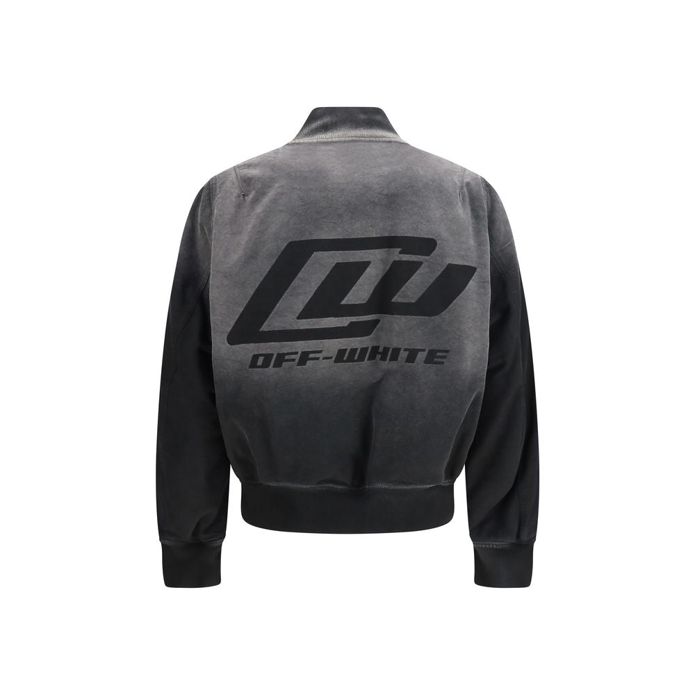 Off-White Black Washed Denim Bomber Jacket - SS26