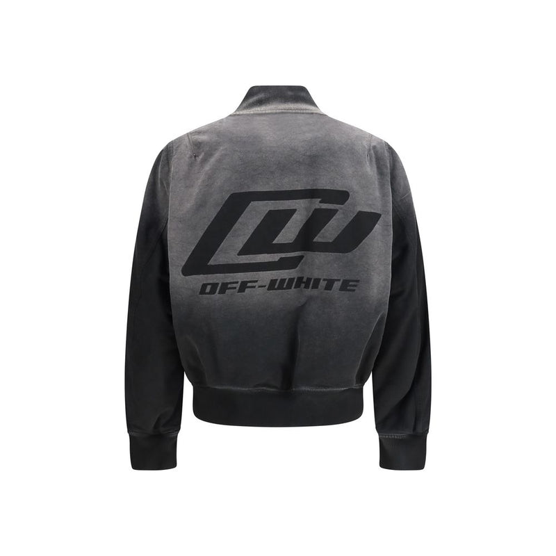 Off-White Black Washed Denim Bomber Jacket - SS26