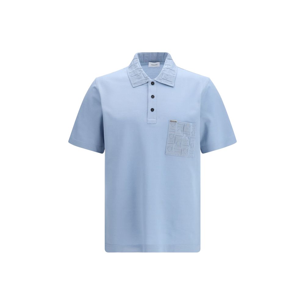 Polo Ferragamo en coton bleu