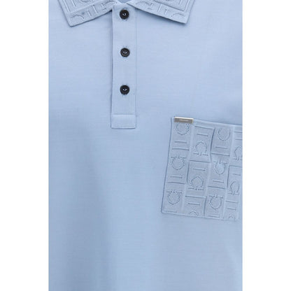 Polo Ferragamo en coton bleu