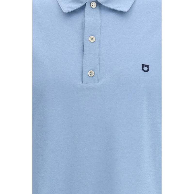 Polo Ferragamo en coton bleu