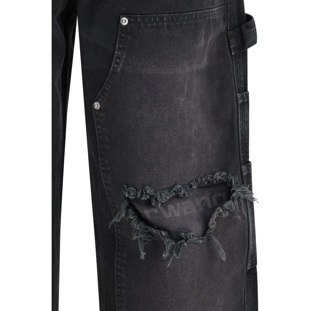 Alexander Wang Black Cotton Cargo Pants - Zip Carpenter Style