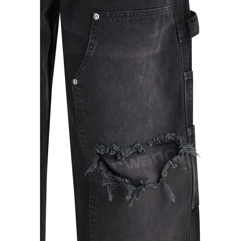 Alexander Wang Black Cotton Cargo Pants - Zip Carpenter Style