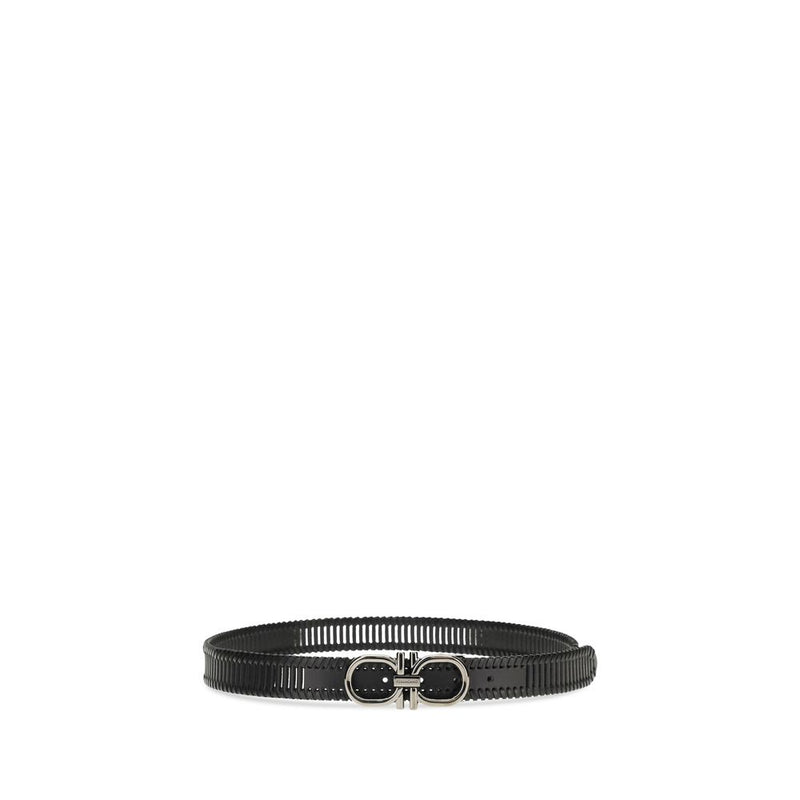 Ferragamo Black Calf Leather Bos Taurus Regular Belt