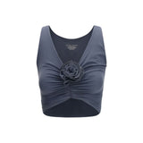 Magda Butrym Gray Ruched Flower Swim Top