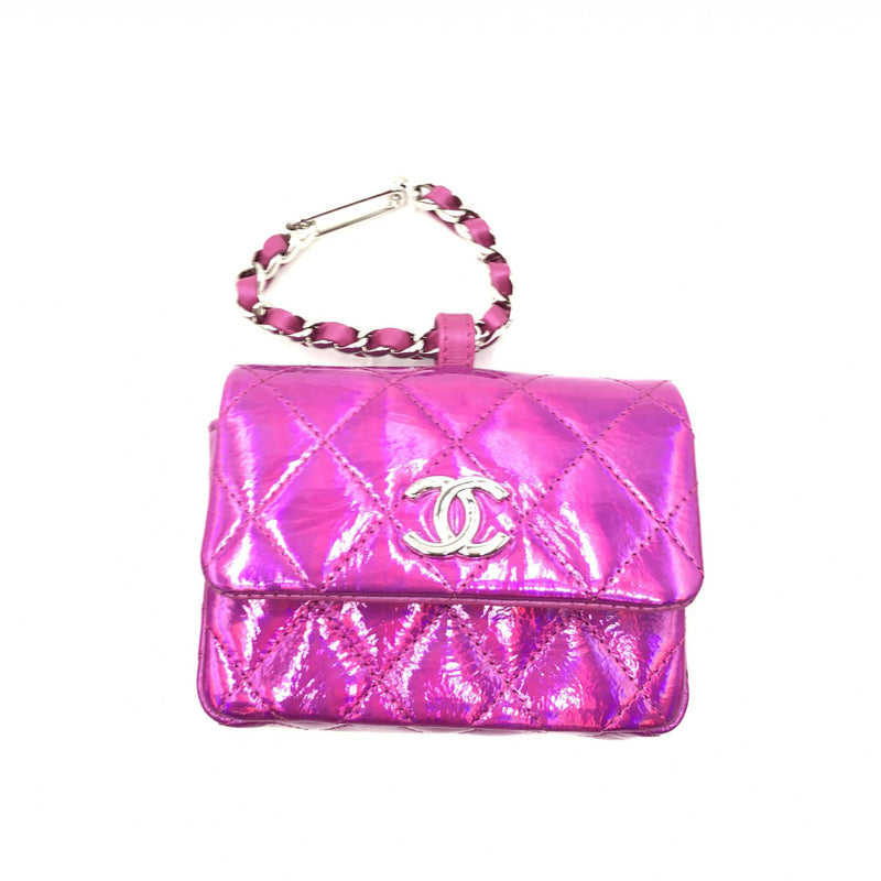 Chanel Iridescent Pink Quilted Leather Pouch - B+ Condition