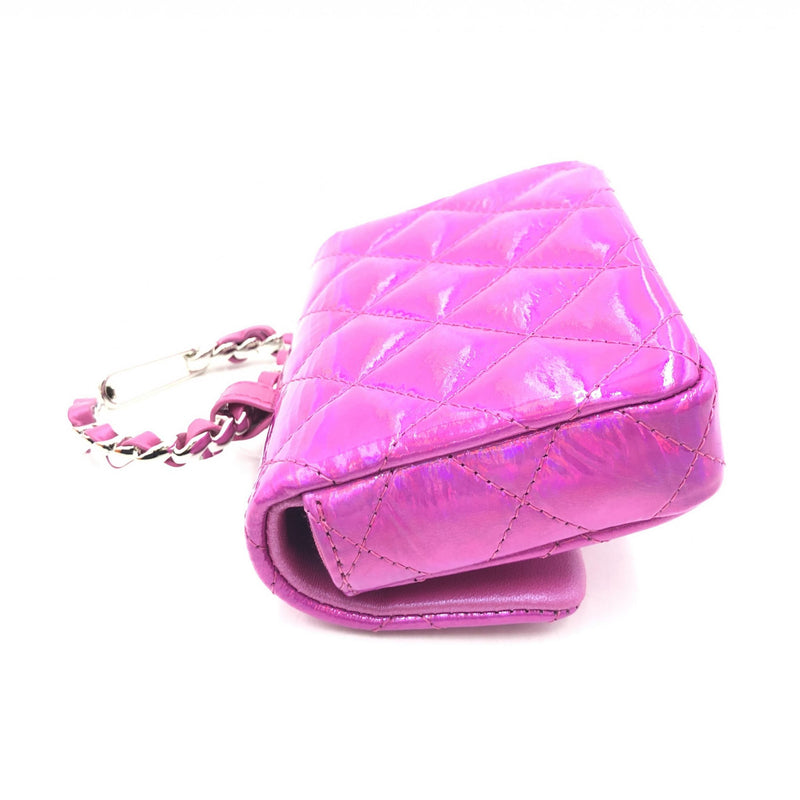 Chanel Iridescent Pink Quilted Leather Pouch - B+ Condition