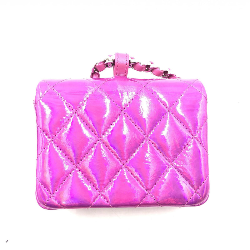 Chanel Iridescent Pink Quilted Leather Pouch - B+ Condition