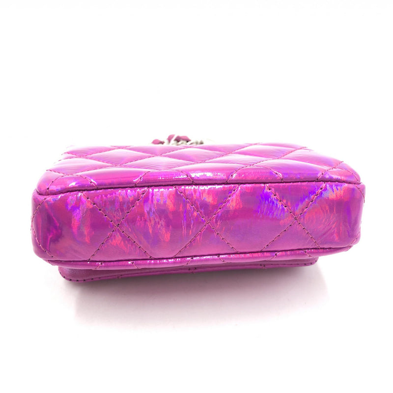 Chanel Iridescent Pink Quilted Leather Pouch - B+ Condition