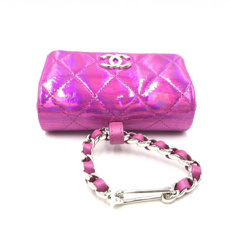 Chanel Iridescent Pink Quilted Leather Pouch - B+ Condition