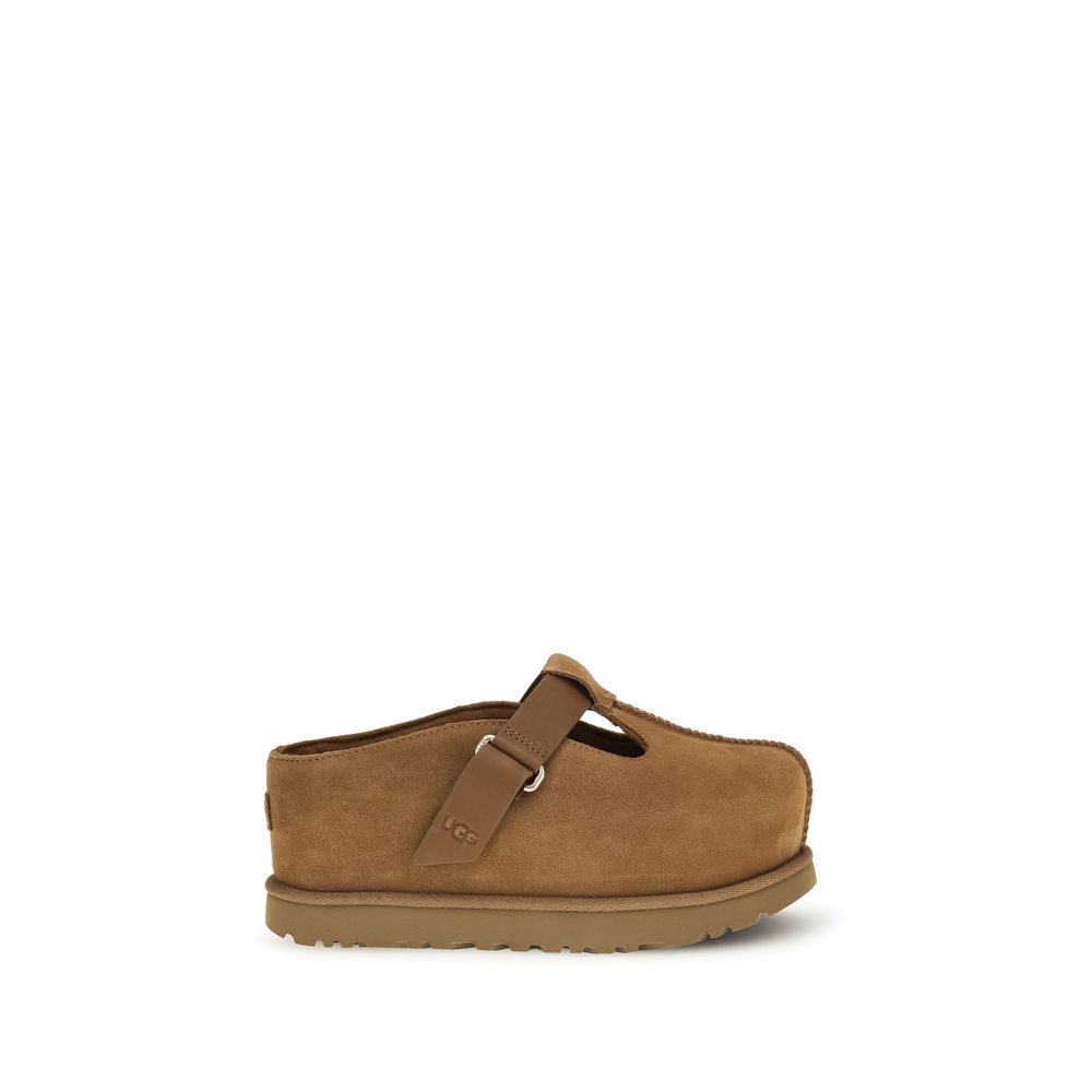 UGG Brown Calf Leather Bos Taurus Mules for Women