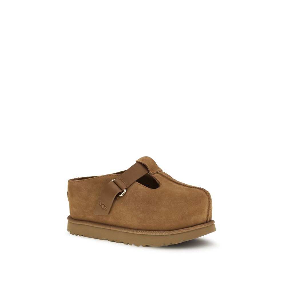 UGG Brown Calf Leather Bos Taurus Mules for Women