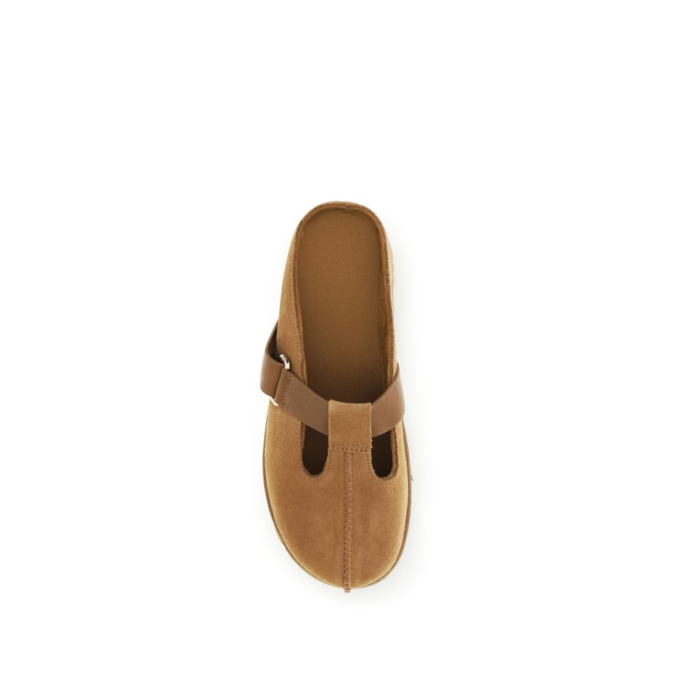 UGG Brown Calf Leather Bos Taurus Mules for Women