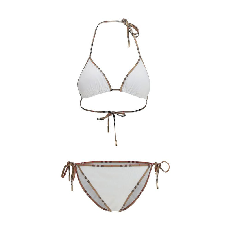 Burberry Check Detail Triangle Bikini - White