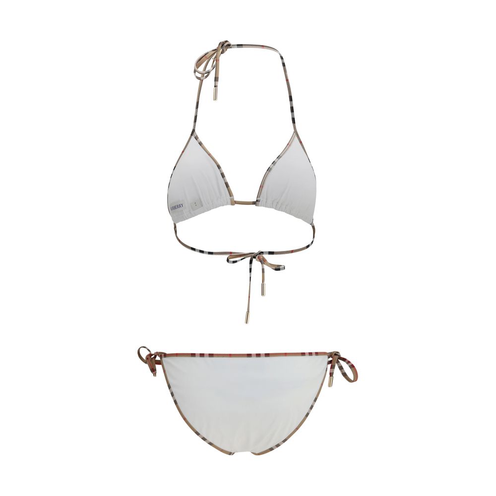 Burberry Check Detail Triangle Bikini - White