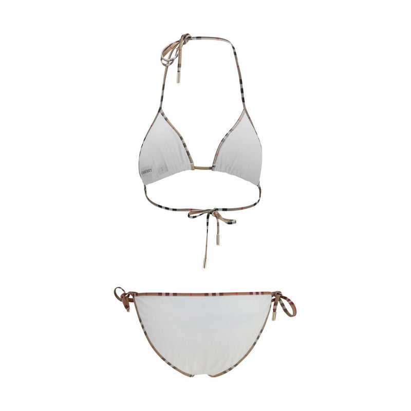 Burberry Check Detail Triangle Bikini - White