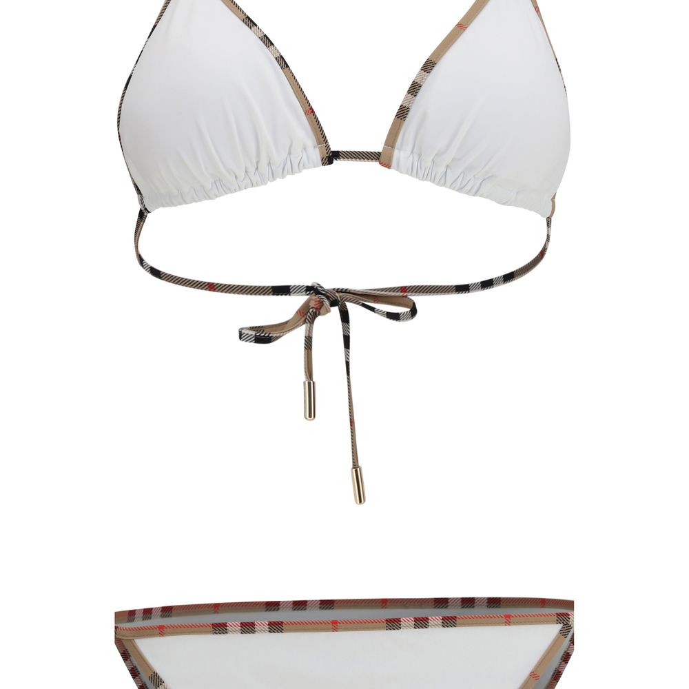 Burberry Check Detail Triangle Bikini - White