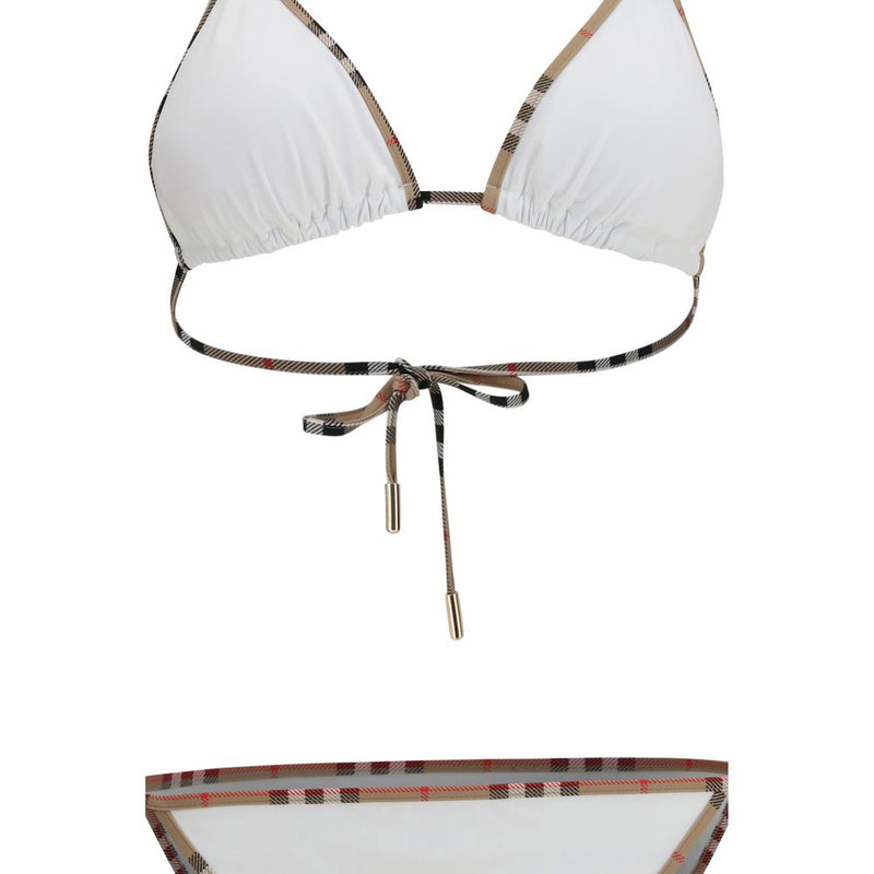 Burberry Check Detail Triangle Bikini - White