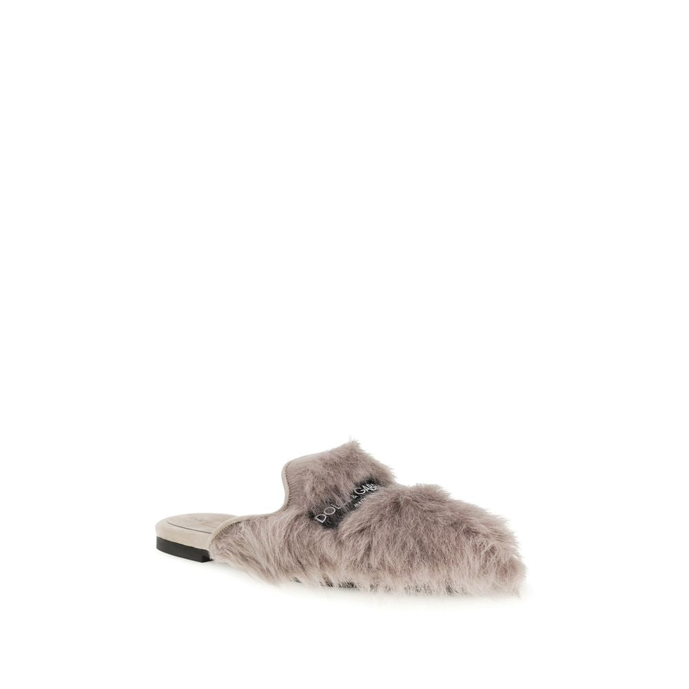 Dolce & Gabbana Gray Lamb Ovis Aries Mules