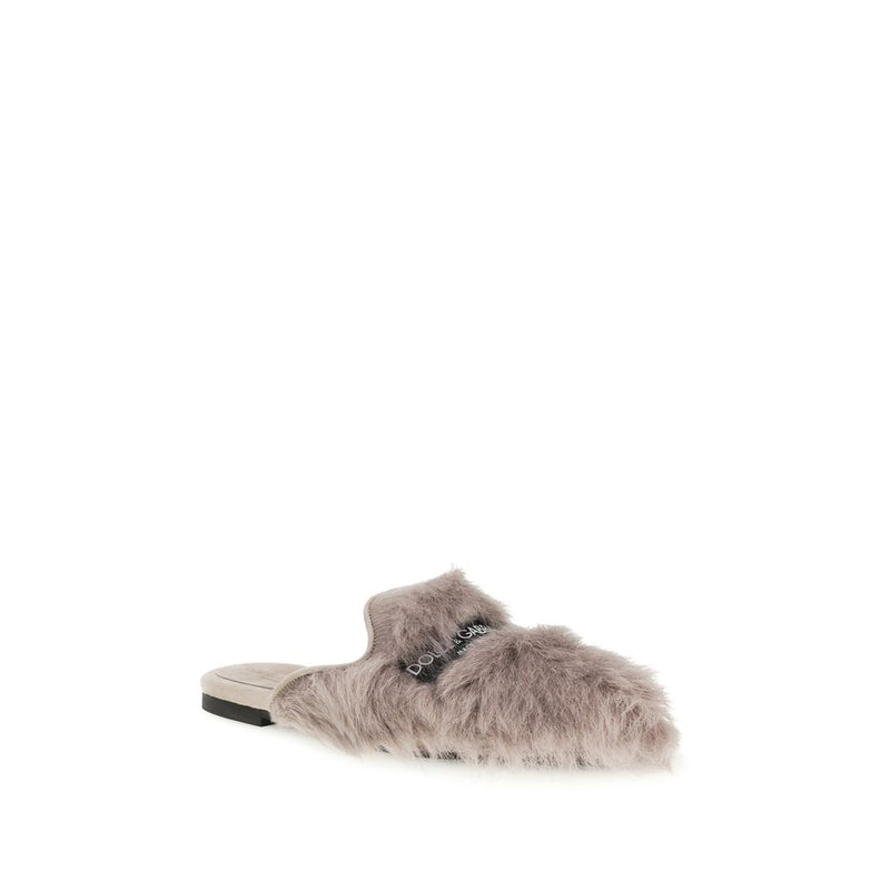 Dolce & Gabbana Gray Lamb Ovis Aries Mules