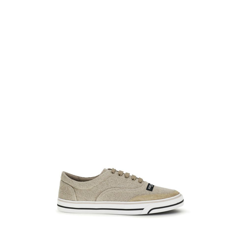 Dolce & Gabbana Beige Linen Low Top Sneakers for Men