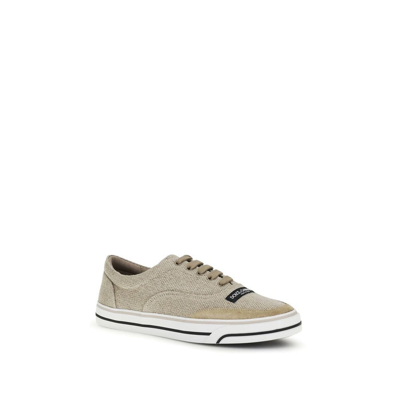 Dolce & Gabbana Beige Linen Low Top Sneakers for Men