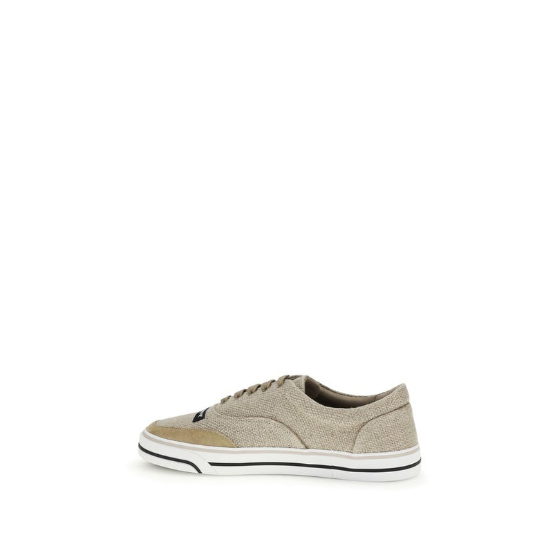 Dolce & Gabbana Beige Linen Low Top Sneakers for Men