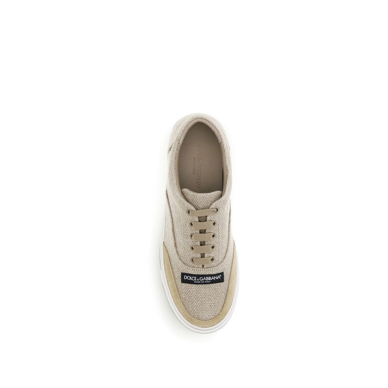 Dolce & Gabbana Beige Linen Low Top Sneakers for Men