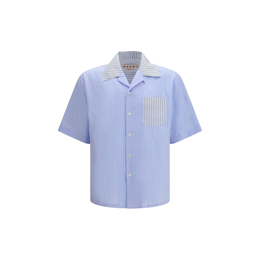 Marni Blue Cotton Striped Pattern Shirt for Men