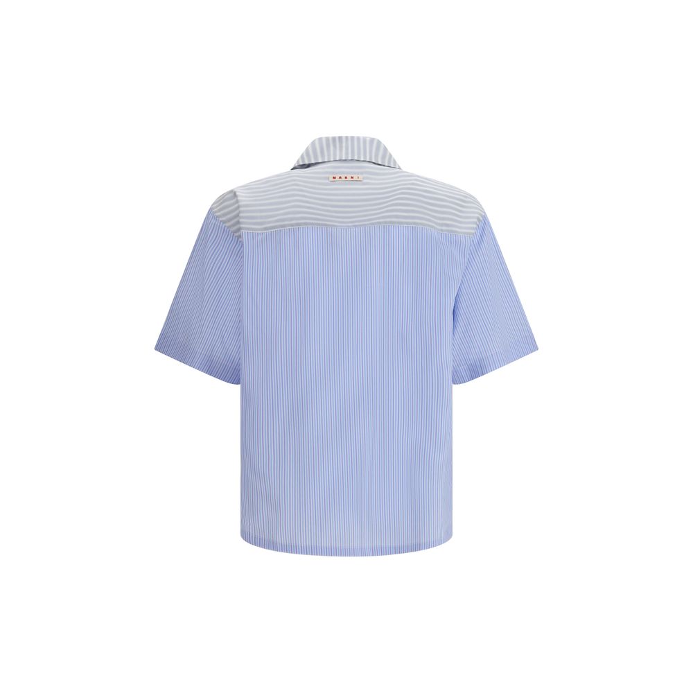 Marni Blue Cotton Striped Pattern Shirt for Men