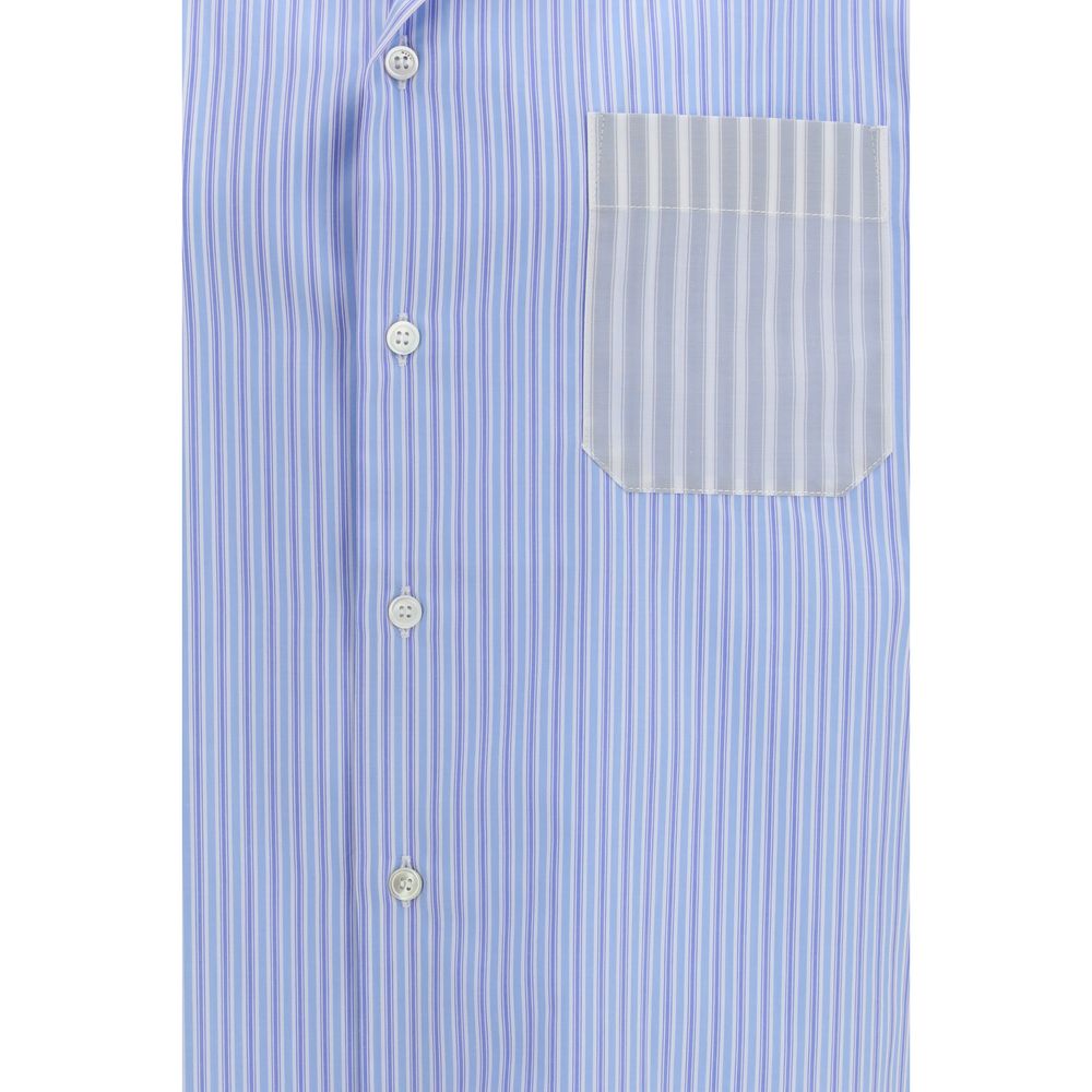 Marni Blue Cotton Striped Pattern Shirt for Men