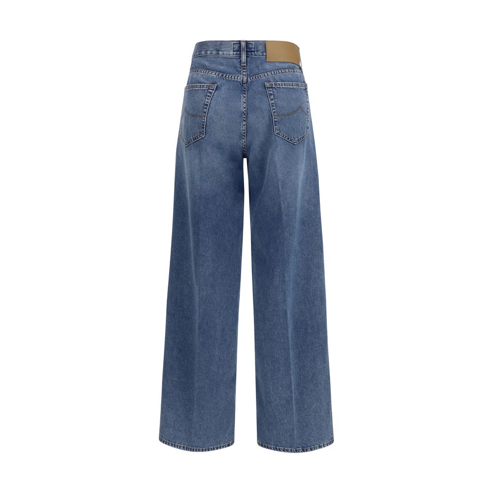 Jacob Cohen Blue Cotton Relaxed Fit Jeans - Wide Leg Design