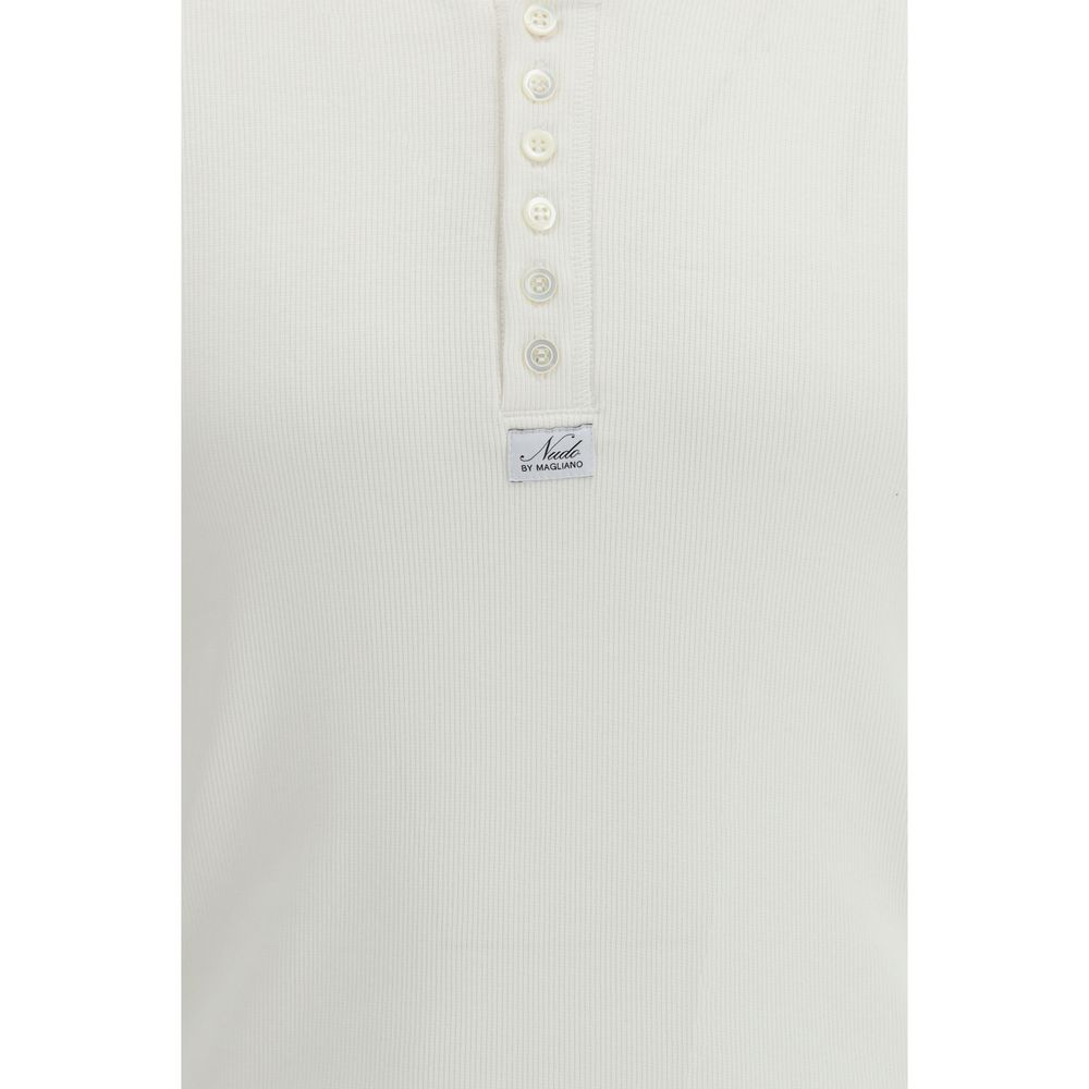 Magliano Nudo Small Serafino White Cotton T-Shirt