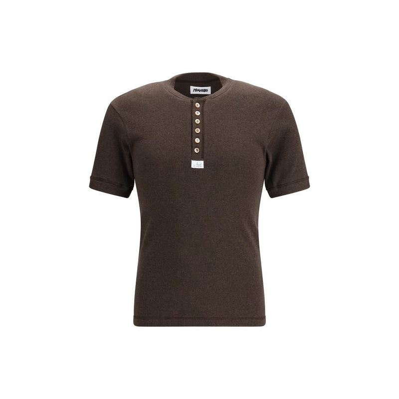 Magliano Nudo Small Serafino Brown Cotton T-Shirt