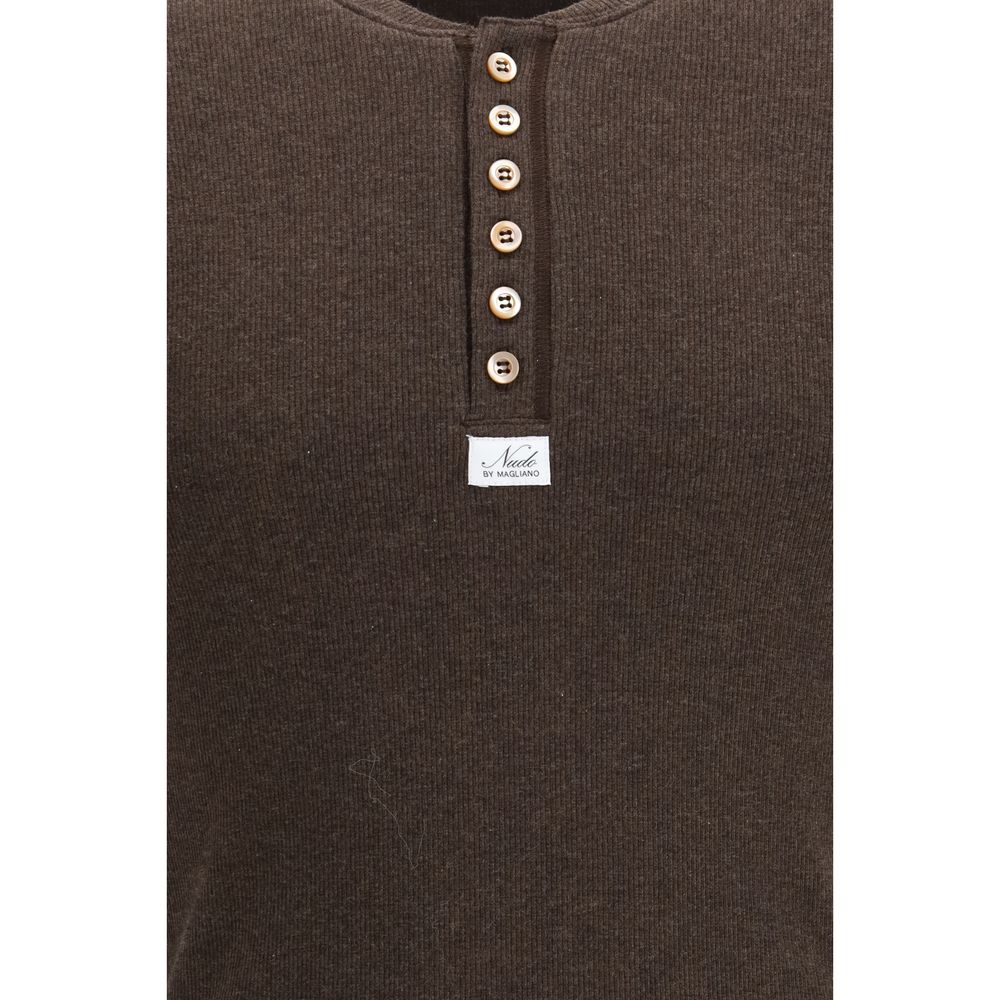 Magliano Nudo Small Serafino Brown Cotton T-Shirt