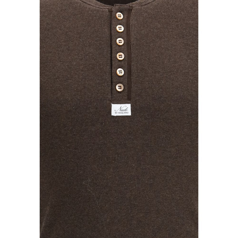 Magliano Nudo Small Serafino Brown Cotton T-Shirt