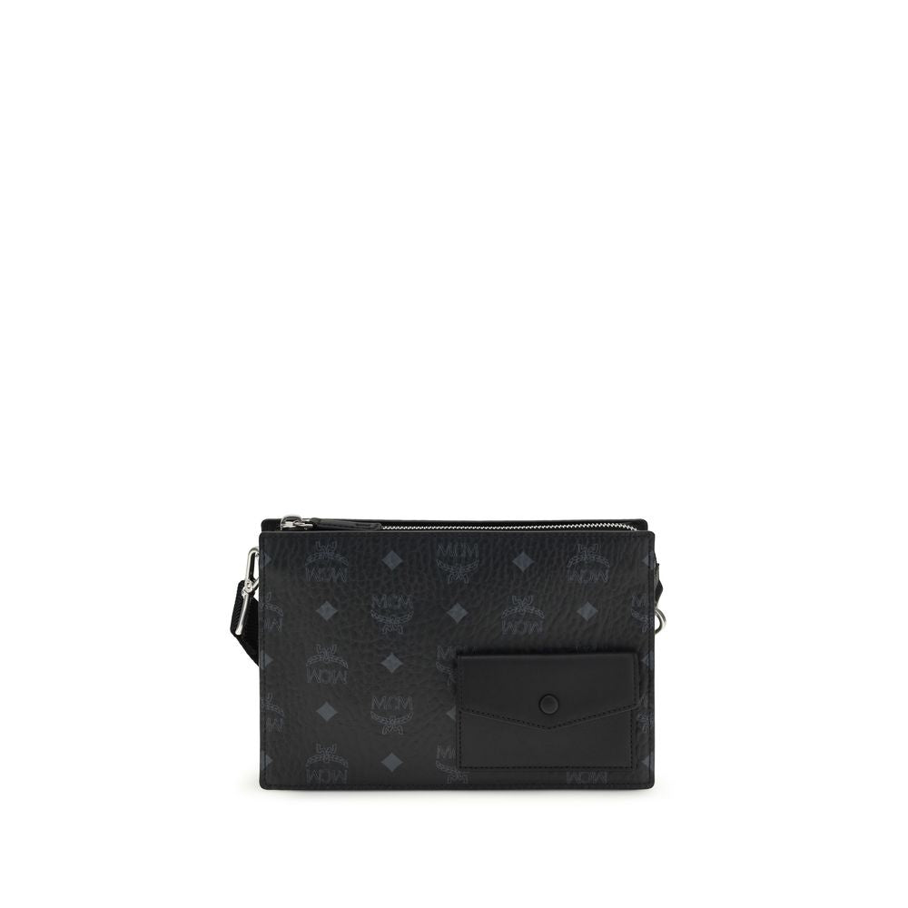 Sac bandoulière Bos Taurus en cuir de veau noir MCM