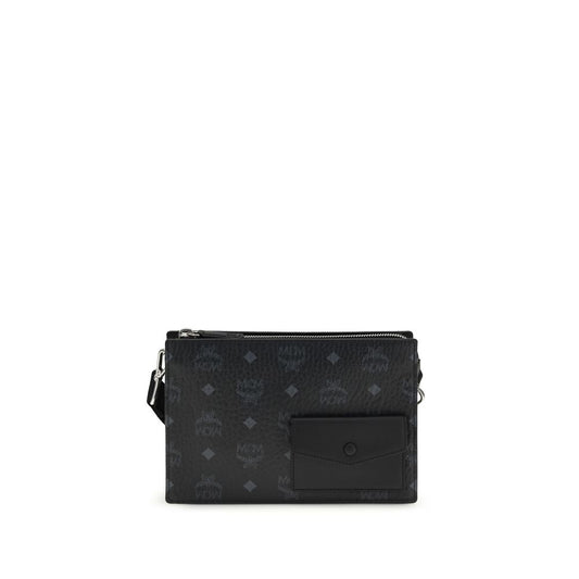 Sac bandoulière Bos Taurus en cuir de veau noir MCM