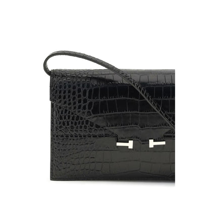 Tom Ford Black Calf Leather Bos Taurus Shoulder Bag