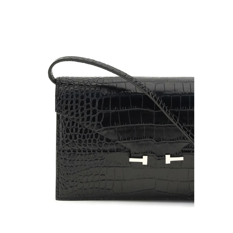 Tom Ford Black Calf Leather Bos Taurus Shoulder Bag