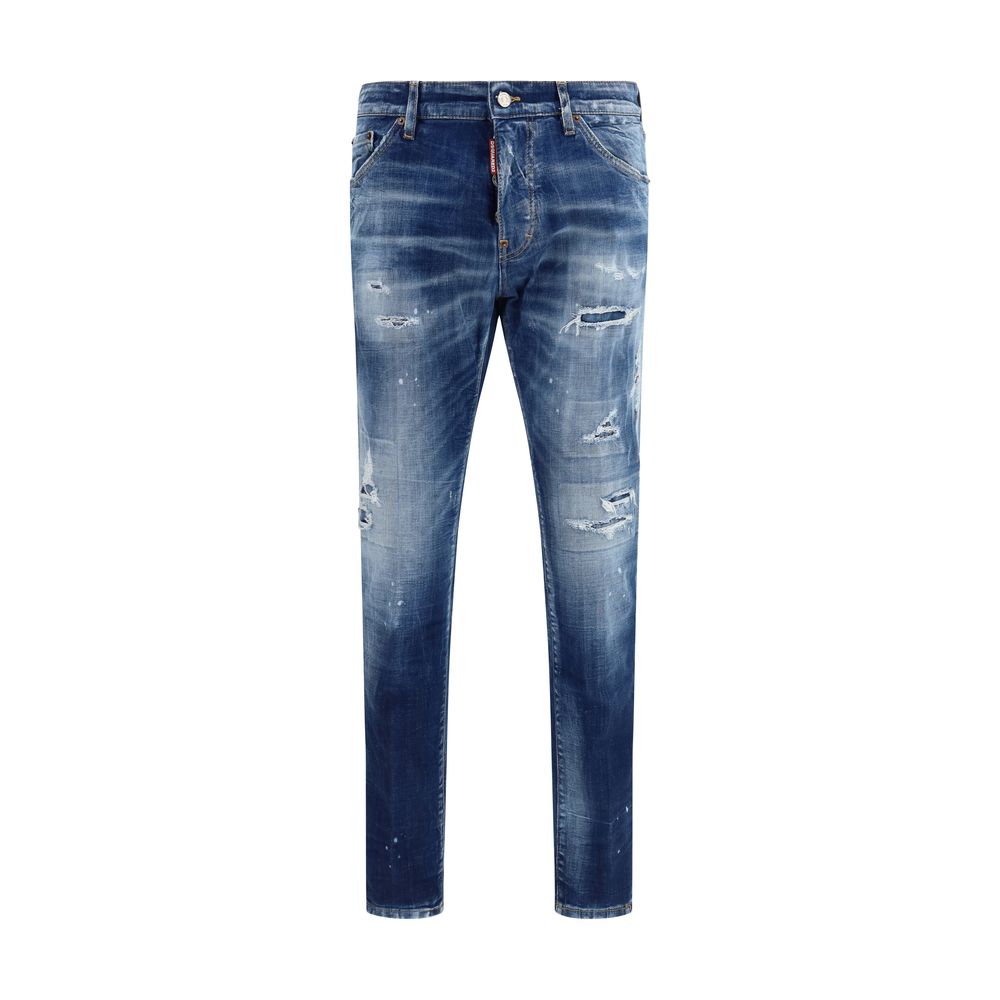 Dsquared² Teddy Blue Cotton Slim Fit Jeans