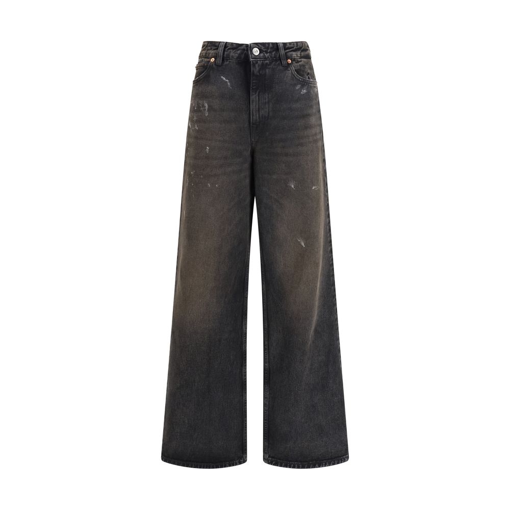 Our Legacy Black Cotton Relaxed Fit Jeans - Full Cut Nebula Wash