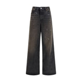 Our Legacy Black Cotton Relaxed Fit Jeans - Full Cut Nebula Wash
