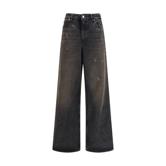 Our Legacy Black Cotton Relaxed Fit Jeans - Full Cut Nebula Wash